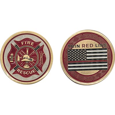 Firefighter Thin Red Line Challenge Coin