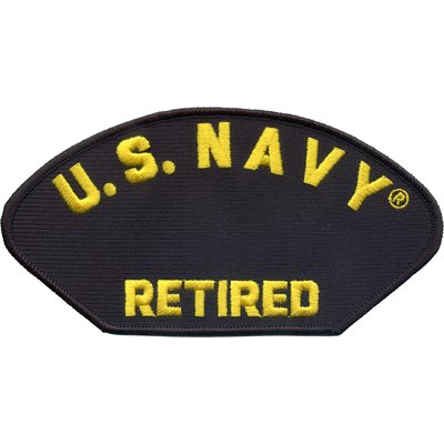 US Navy Retired Embroidered Heat Seal Patch Letters Only