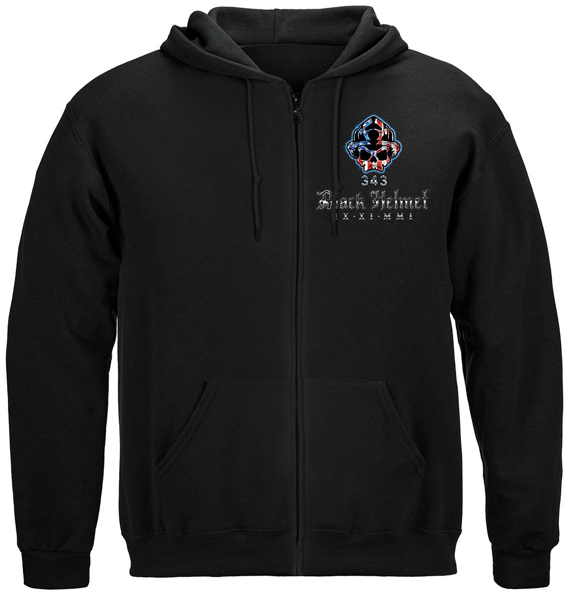 Black Helmet WTC Never Forget Zip Hoodie - front view