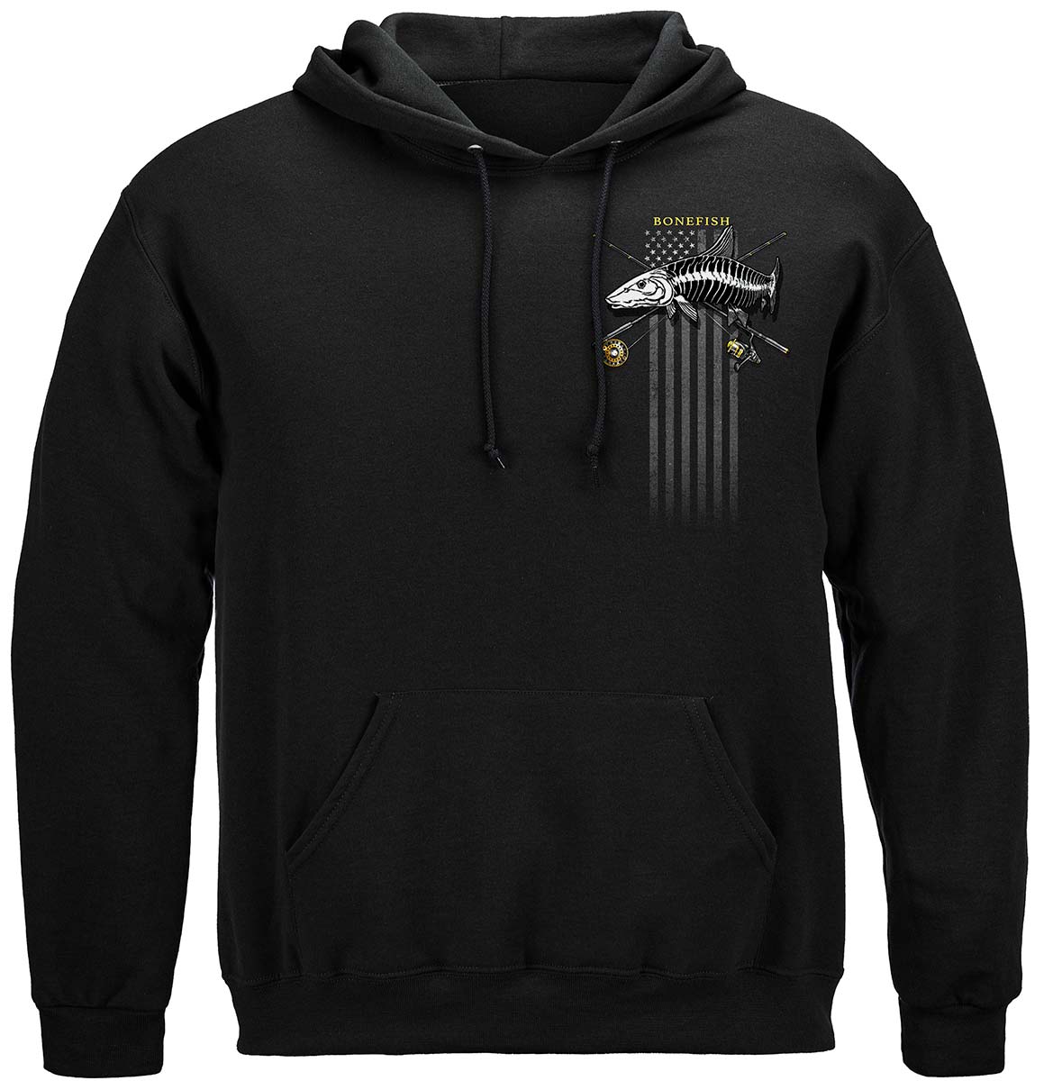 Black Flag Patriotic Bonefish Hoodie - front view
