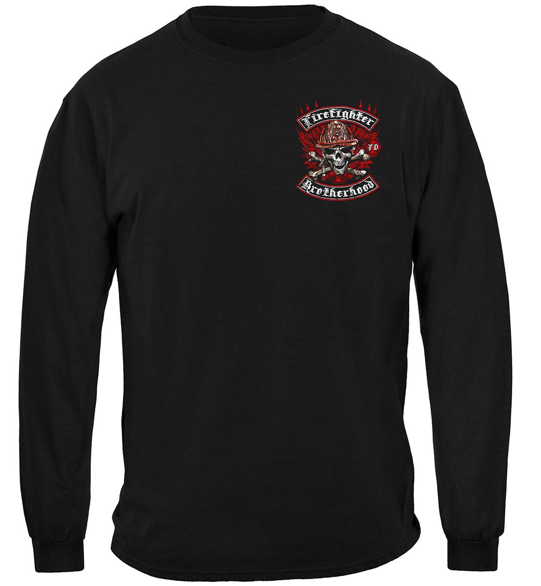 Firefighter Biker Crossbones Long Sleeve Shirt - front view