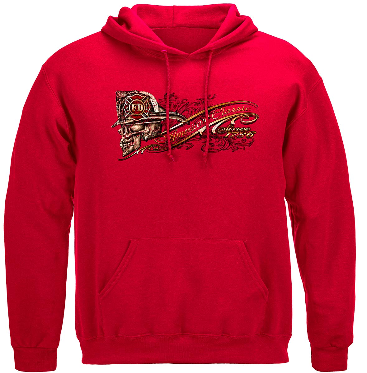 Firefighter Skull American Classic Hoodie - front view