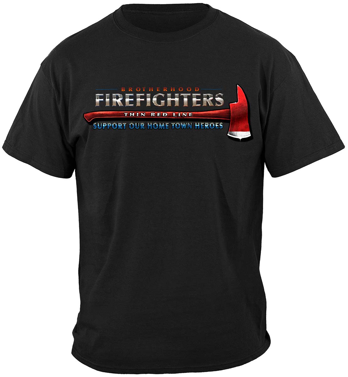 Firefighter Thin Red Line Flag Patriotic T-Shirt - front view