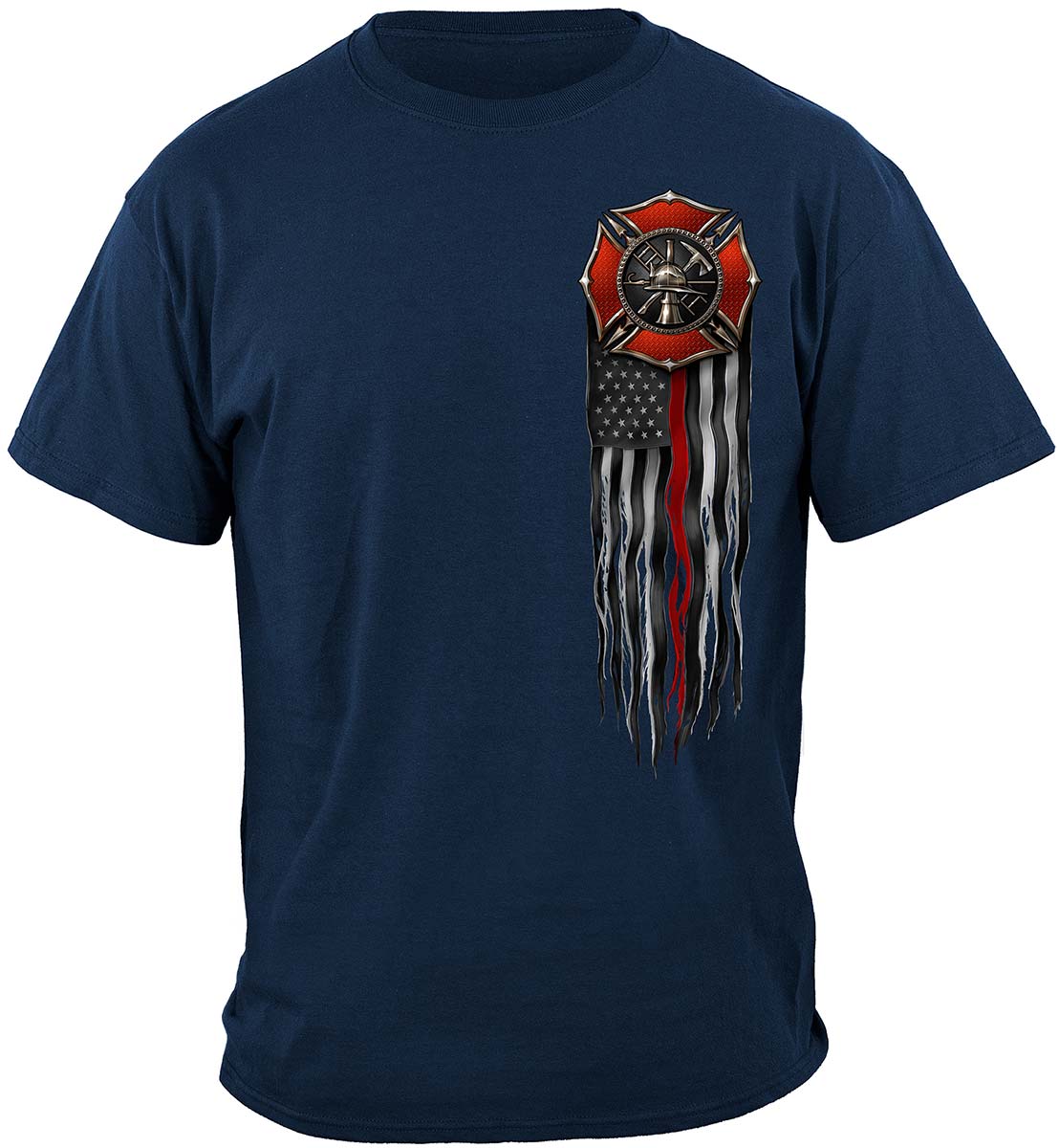 Firefighter Eagle American Flag Bald Eagle Feather T-Shirt - front view