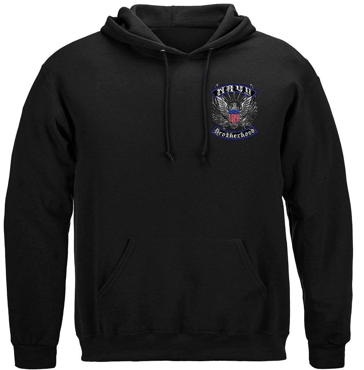 US Navy Steel Wings Biker Rocker Silver Foil Hoodie - front view