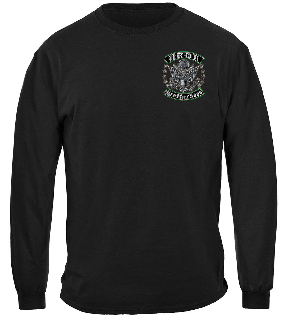 US Army Silver Stars Biker Rockers Silver Foil Long Sleeve Shirt - front view