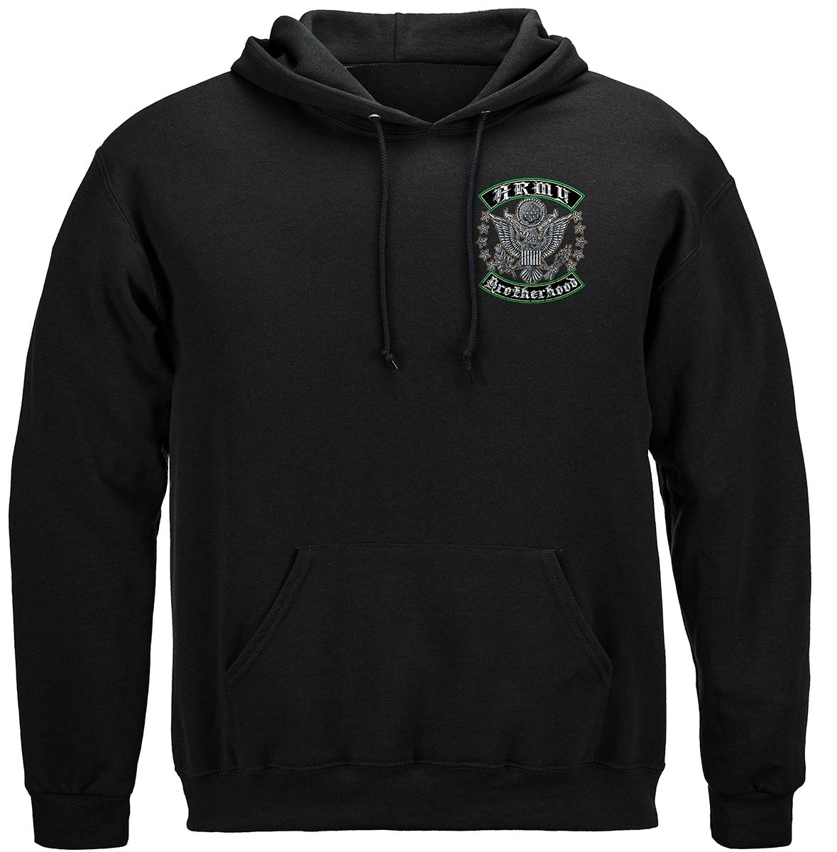 US Army Silver Stars Biker Rockers Silver Foil Hoodie - front view