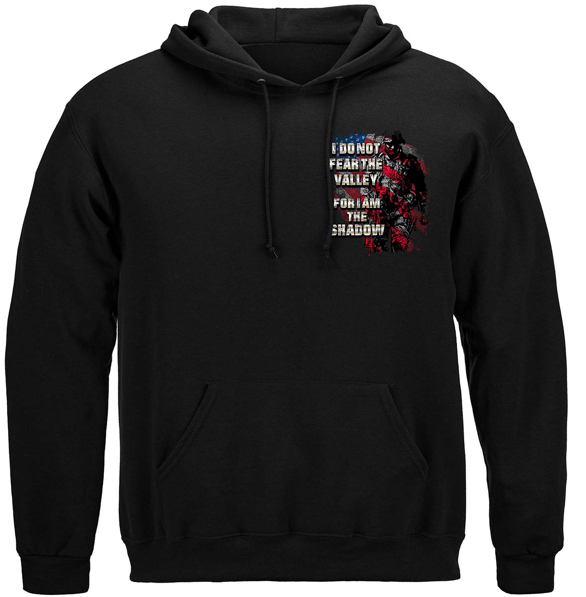American Flag Soldier I Am the Shadow Hoodie - front view
