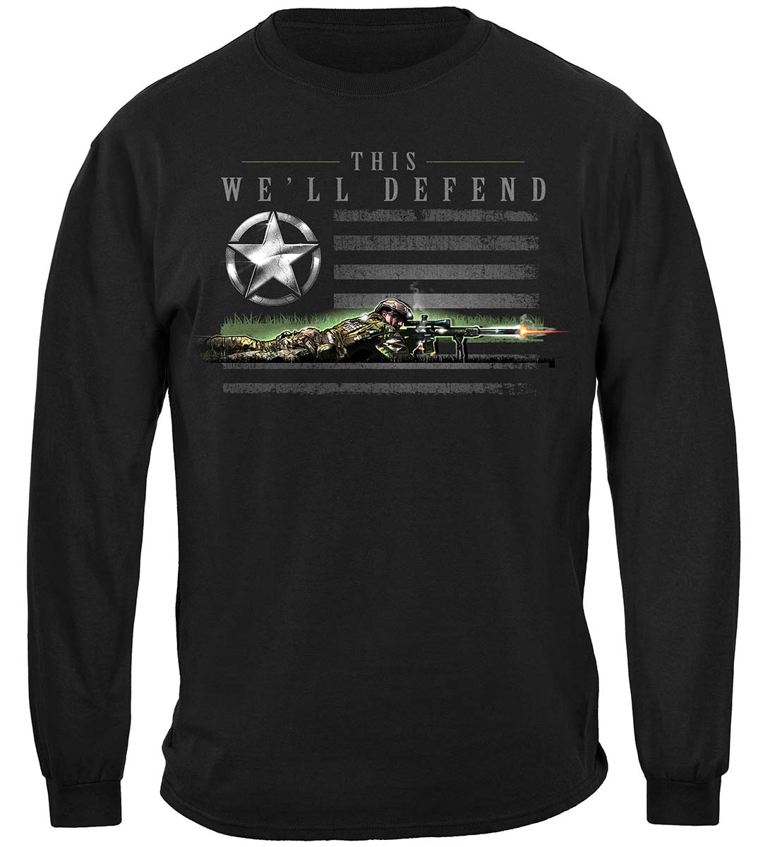 Army Patriotic Flag Long Sleeve Shirt - front view