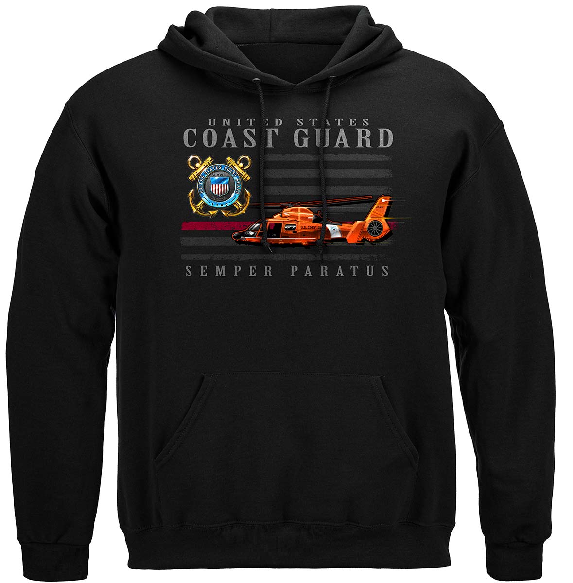 Coast Guard Patriotic Flag Hoodie - front view