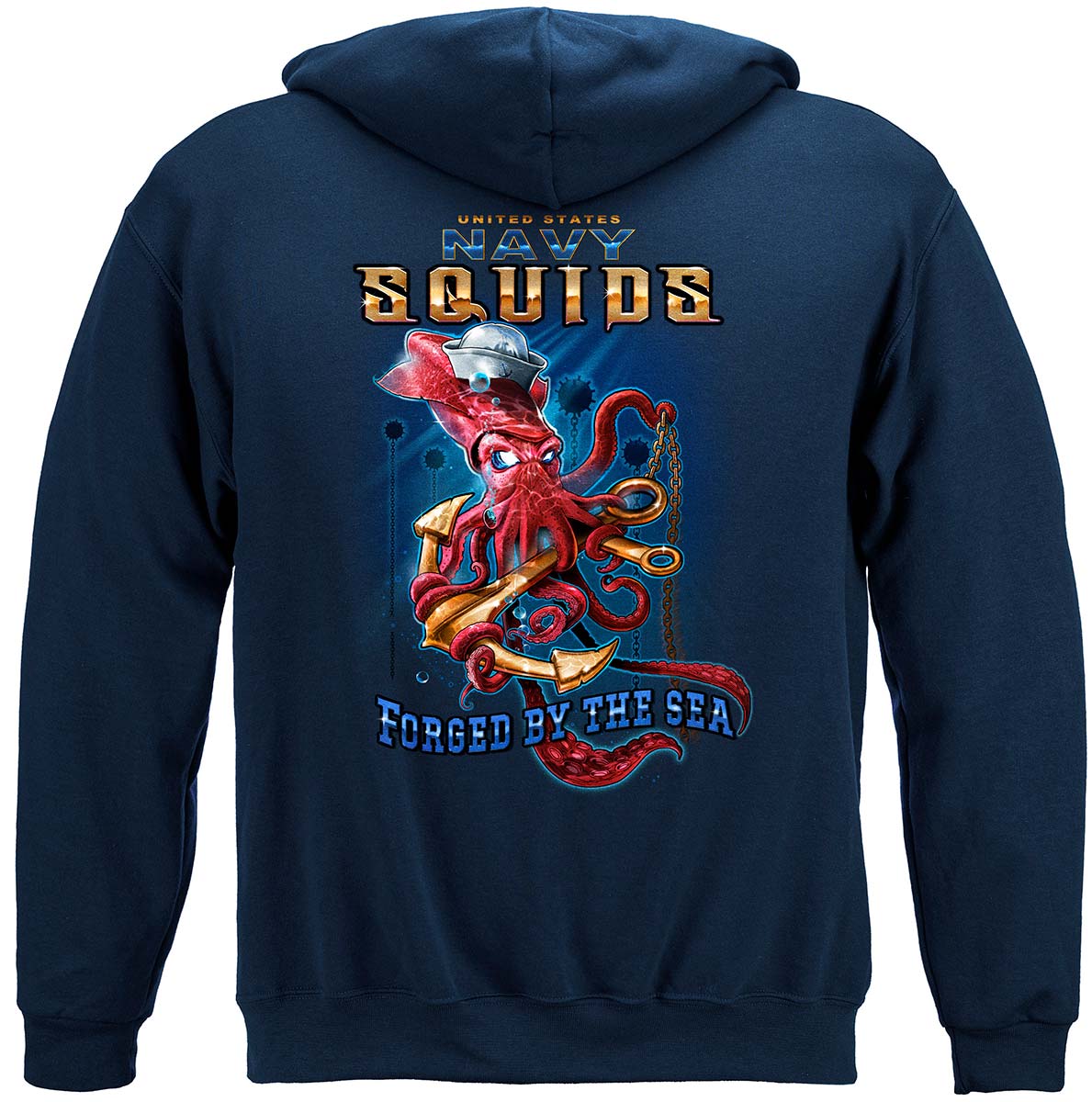 US Navy Squids Forged by the Sea Hoodie - back view