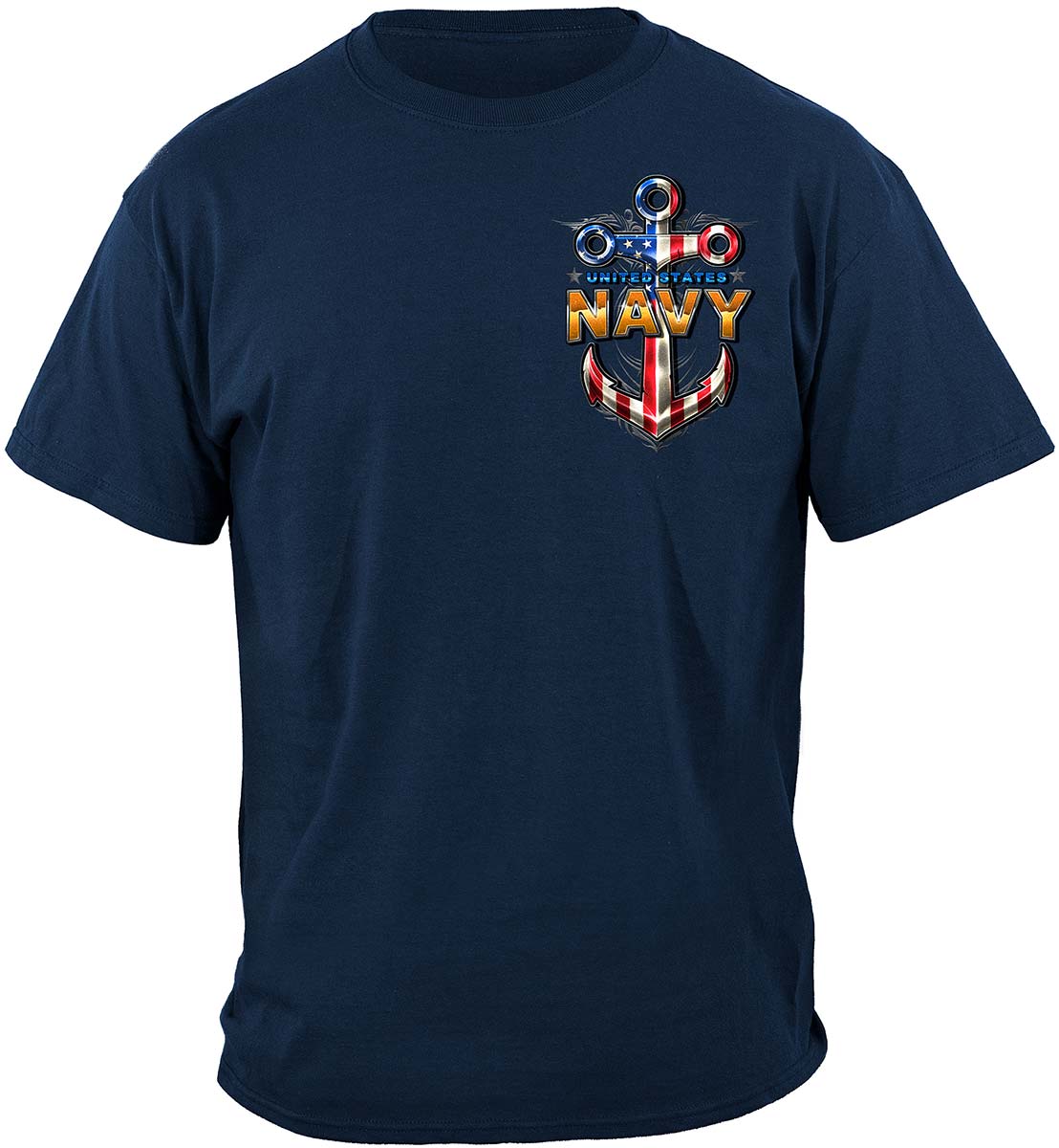 US Navy Anchor Red White and Blue T-Shirt - front view