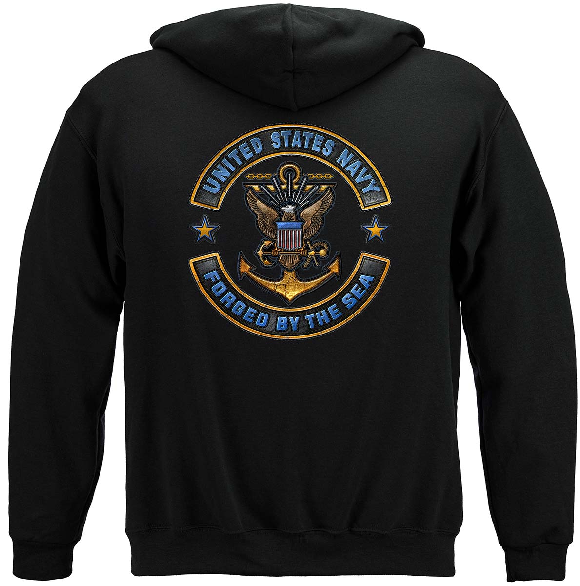US Navy Forged by the Sea Motorcycle Rockers Hoodie - back view