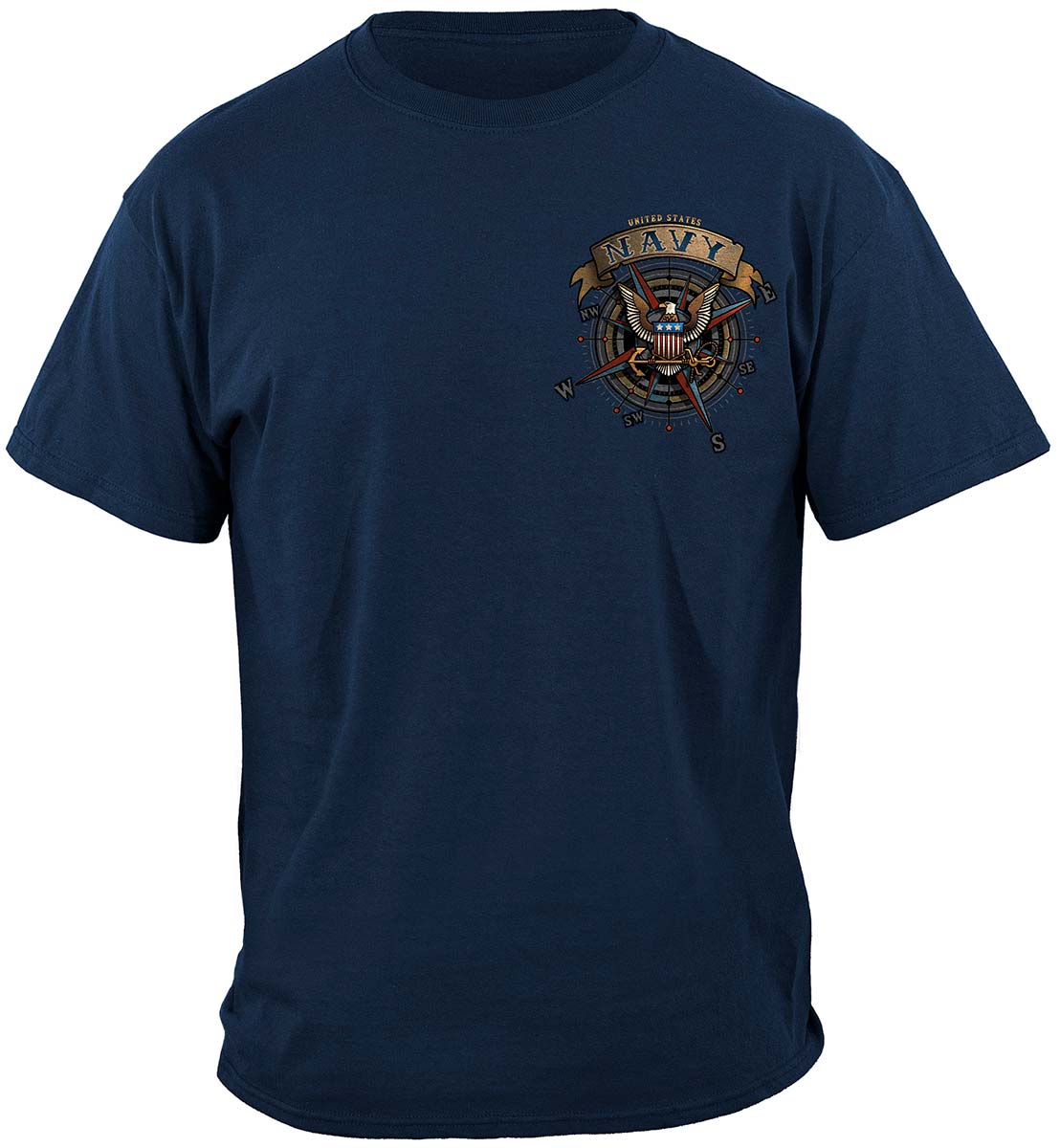 US Navy The Sea Is Ours Compass Anchor Eagle T-Shirt - front view