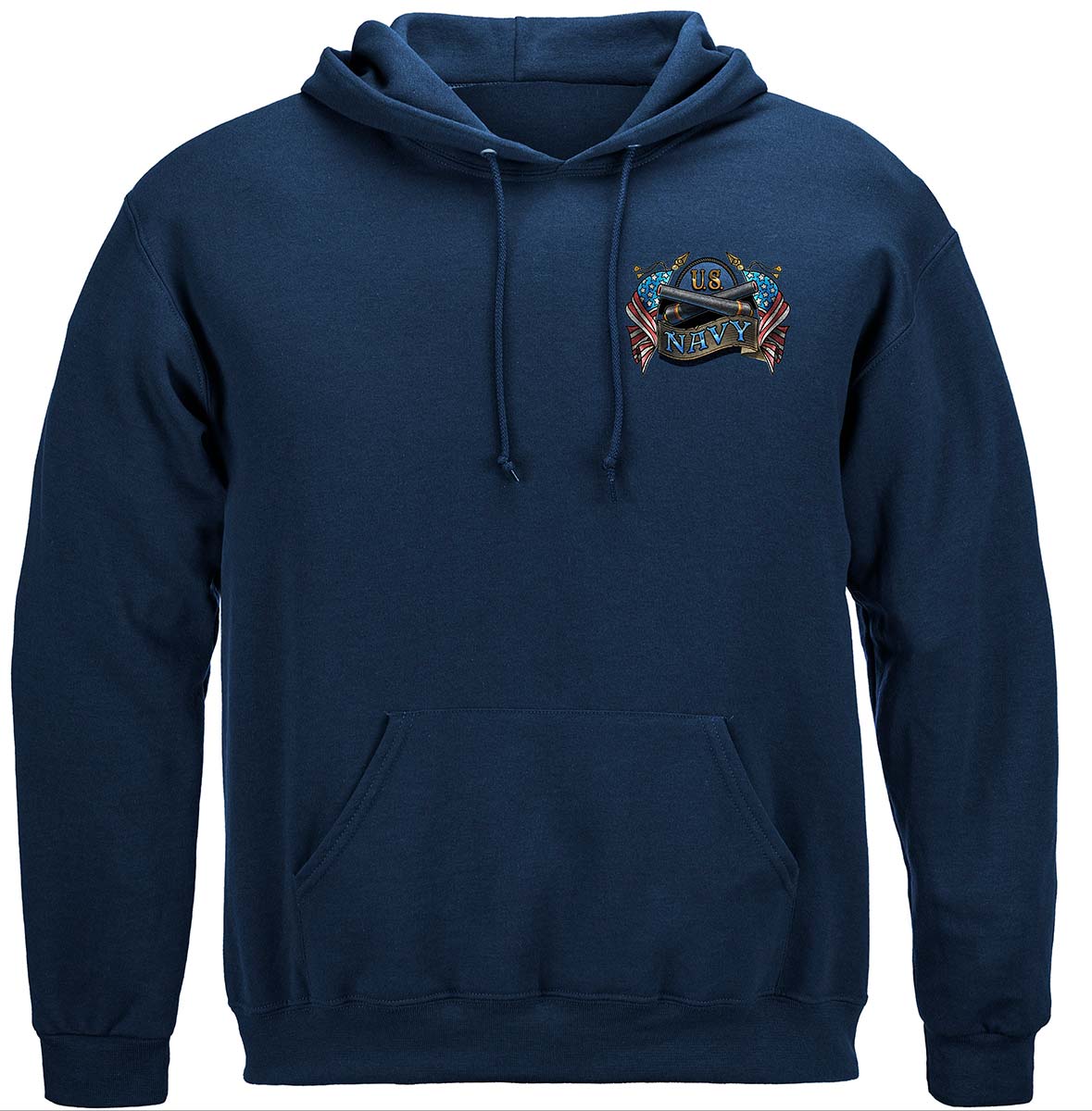 US Navy Destroyer Full Steam Ahead Vintage Tattoo Hoodie - front view