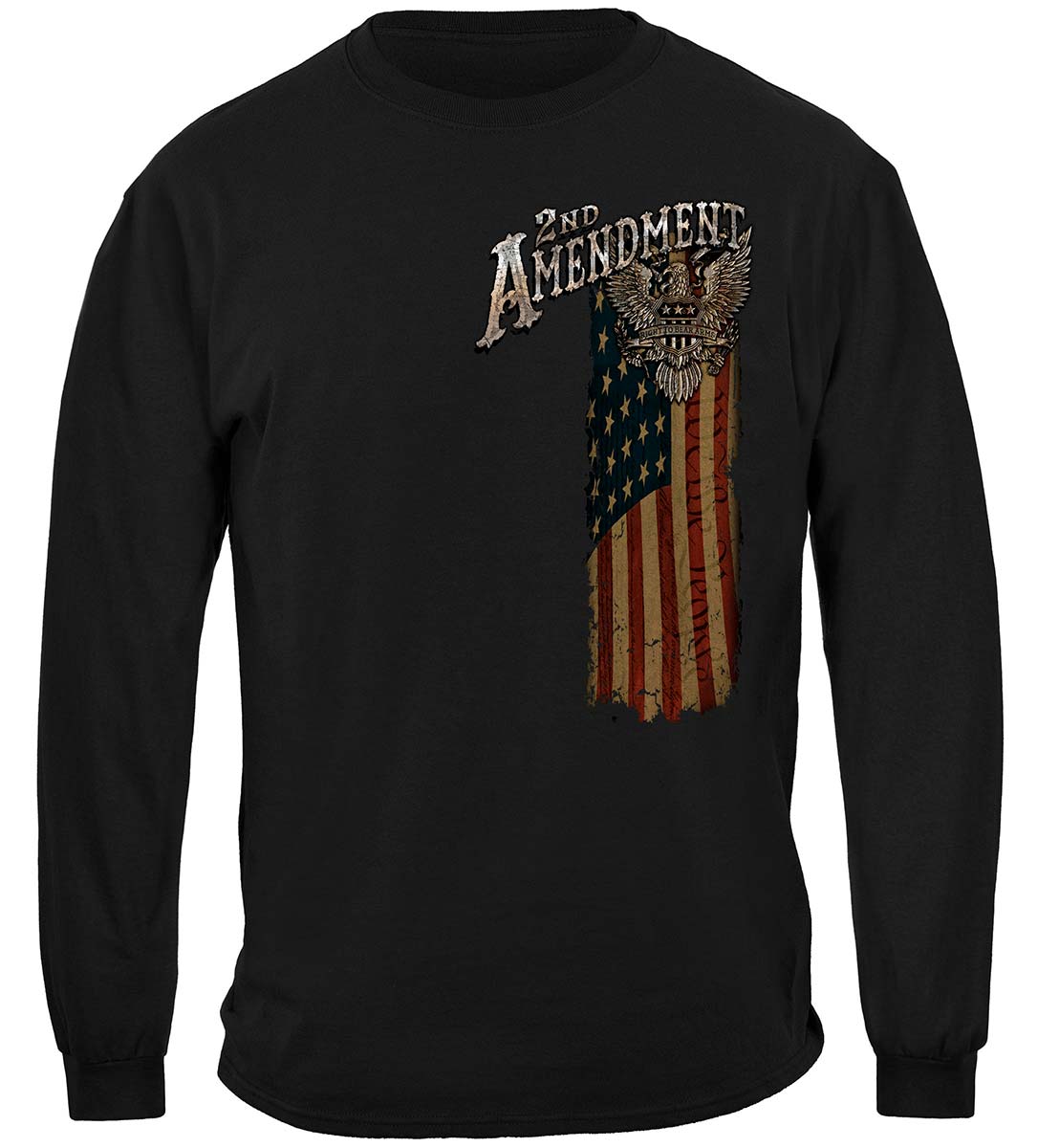 2nd Amendment Eagle Silver Foil Long Sleeve Shirt - front view