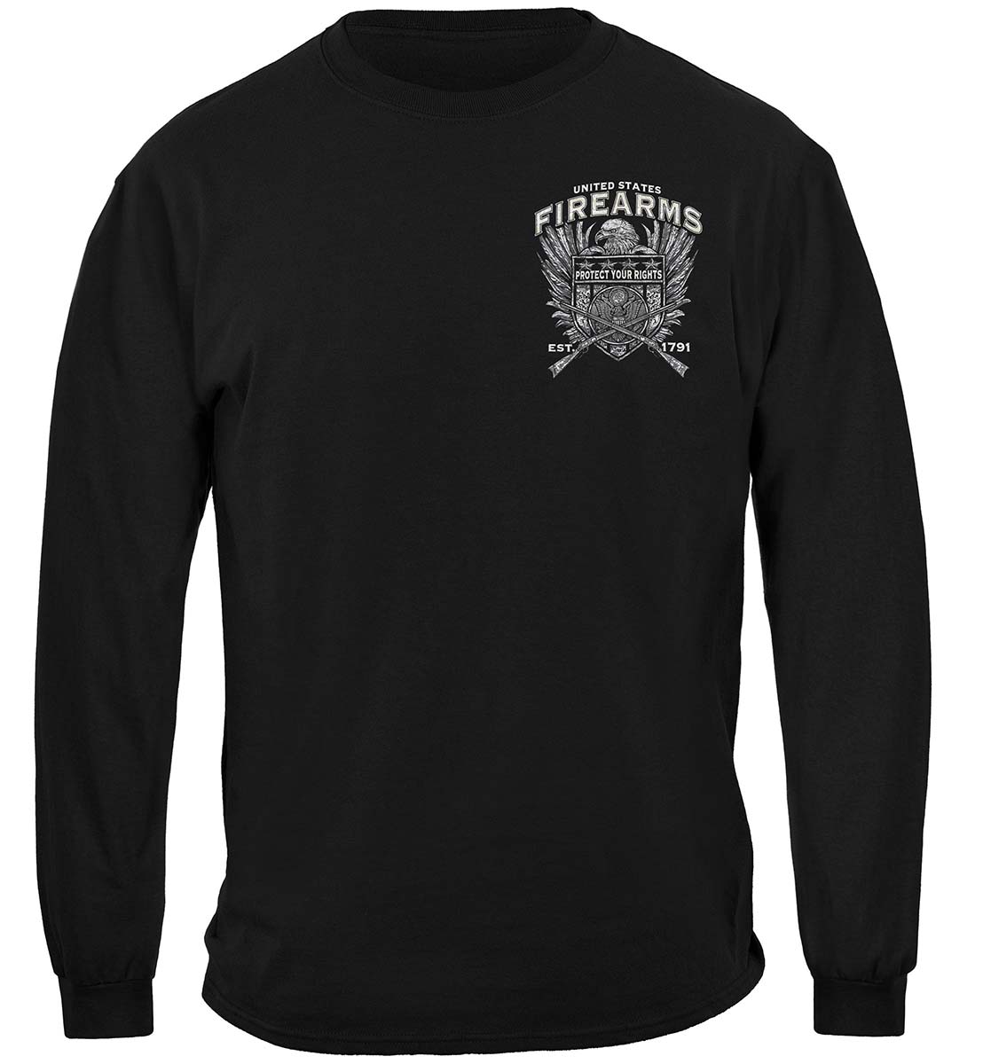 United States Firearms Silver Foil Long Sleeve Shirt - front view