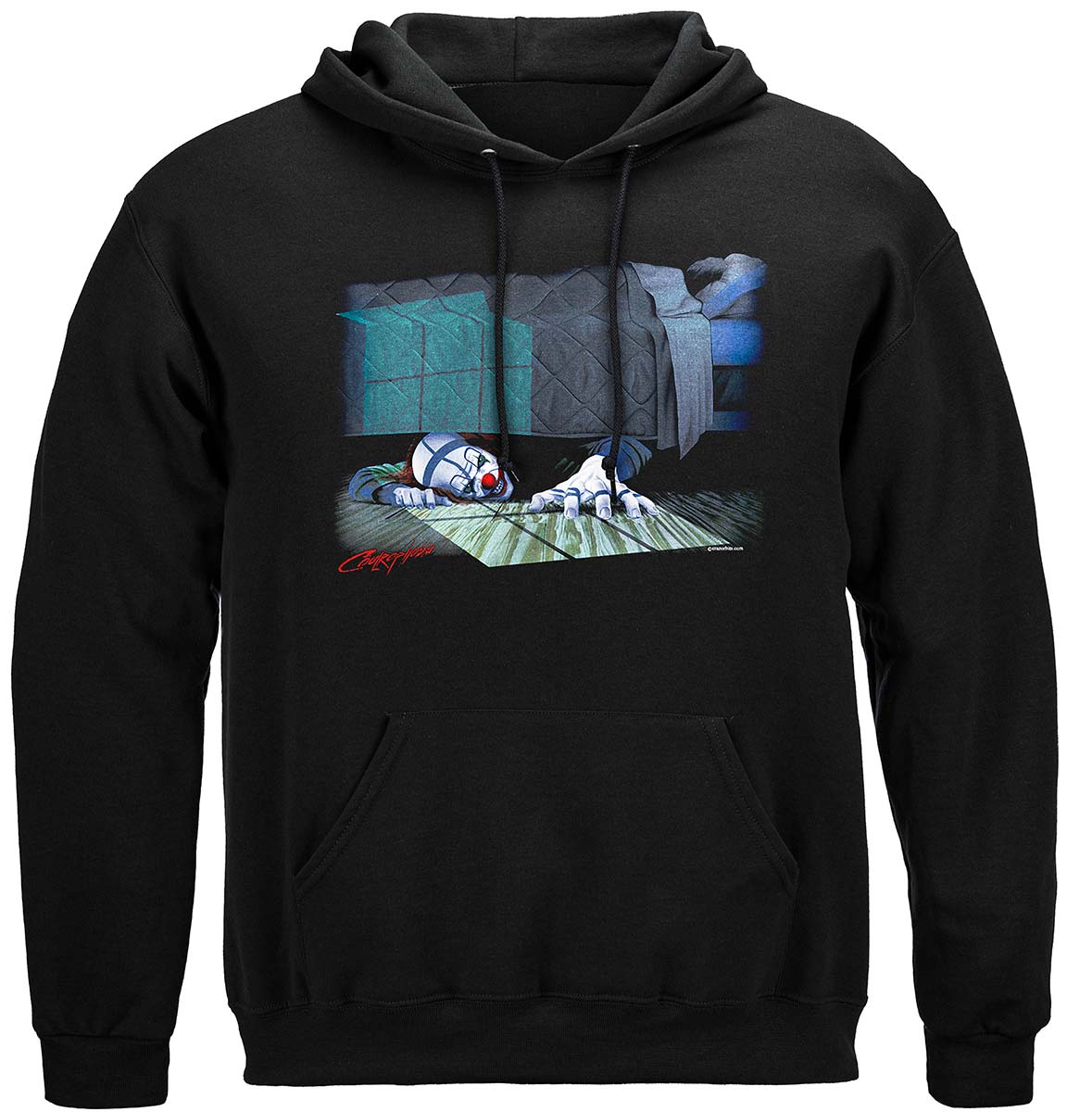 Evil Clown Under the Bed Hoodie - front view