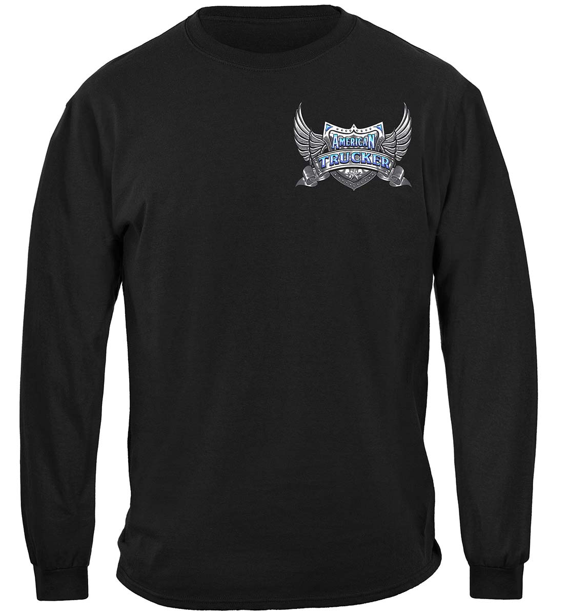 American Trucker Skull Long Sleeve Shirt - front view