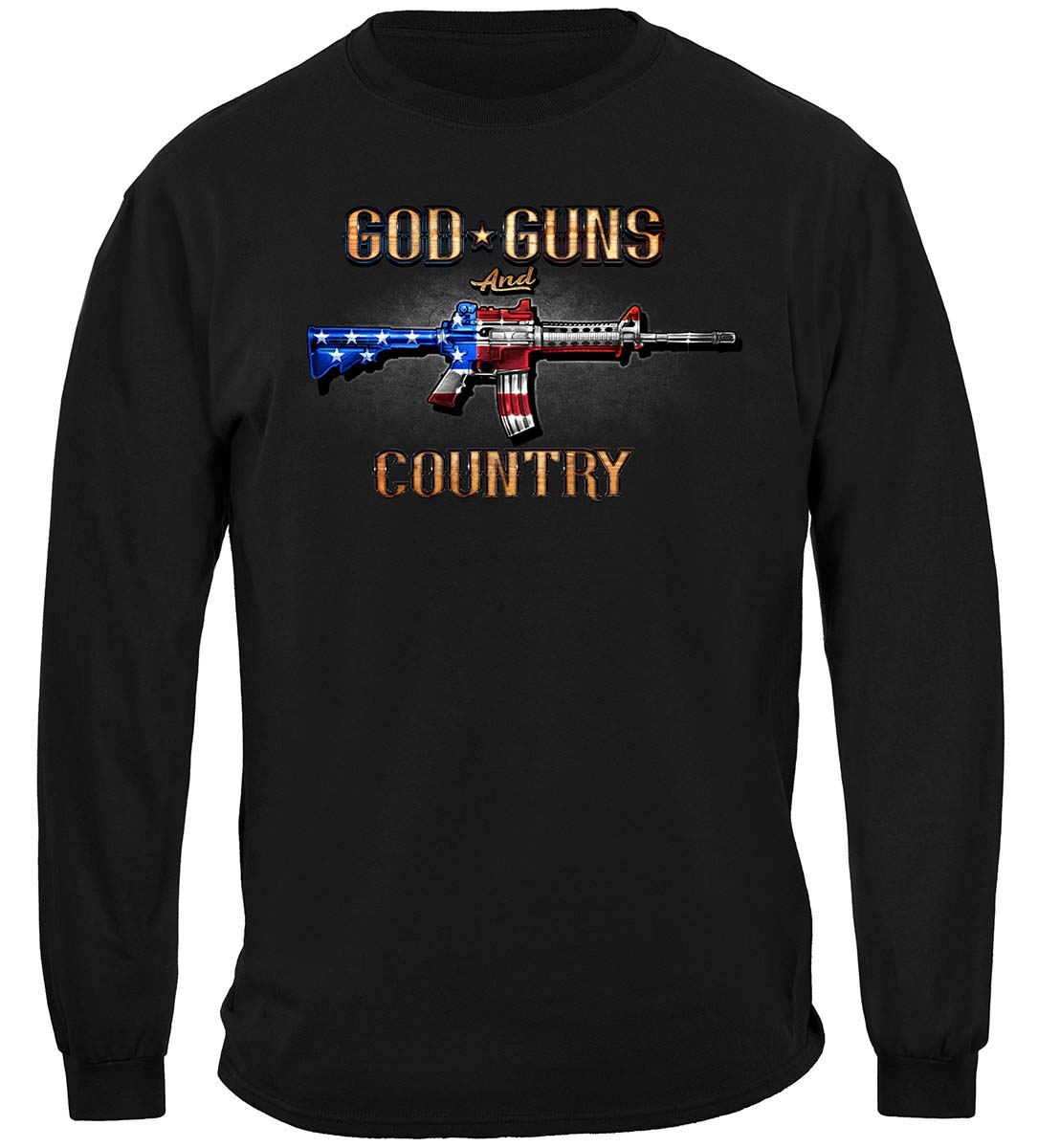 2nd Amendment God, Guns and Country Long Sleeve Shirt - front view
