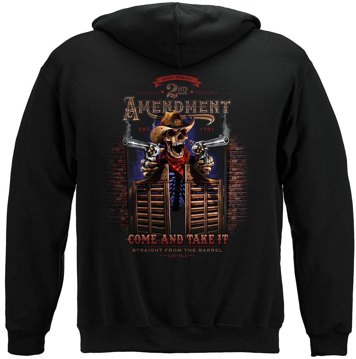 2nd Amendment Saloon Betsy Ross Flag Come and Take It Hoodie - back view