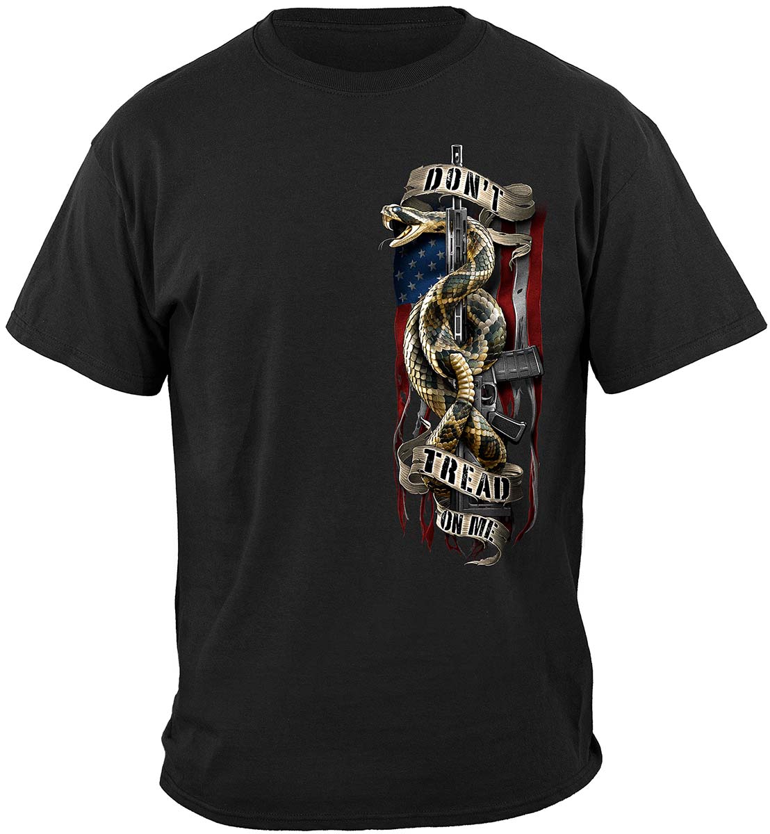 2nd Amendment Don't Tread Tattered Flag T-Shirt - front view