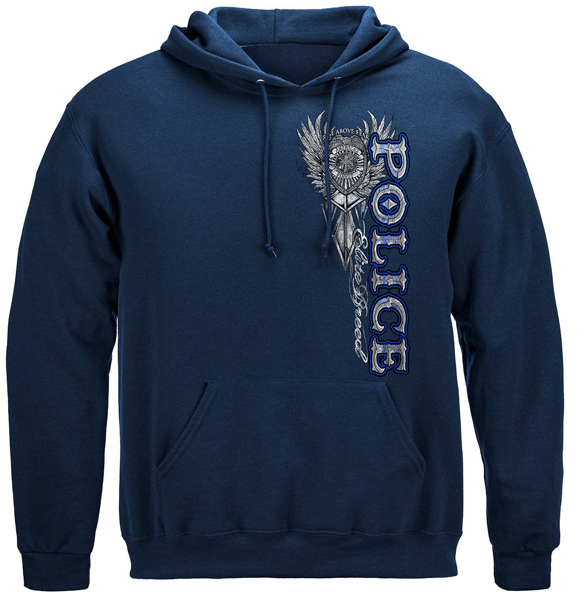 Elite Breed Police Crest Silver Foil Hoodie - front view