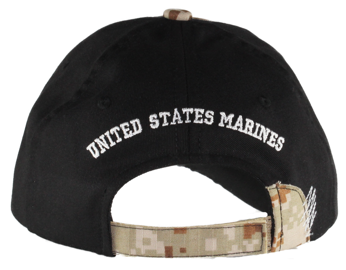 Black Streak Stressed Camo USMC Cap – view 2