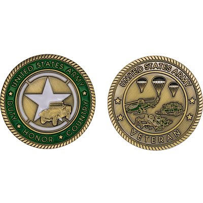 U.S. Army Veteran Challenge Coin – front and reverse