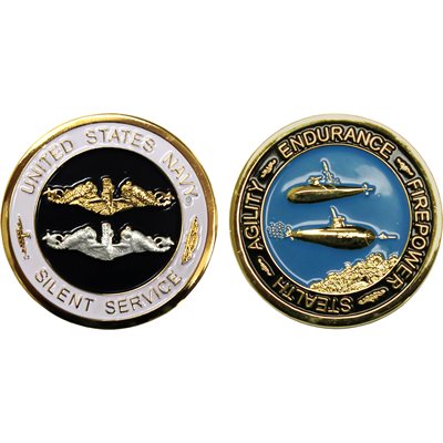 U.S. Navy Silent Service Submarine Challenge Coin – front and reverse