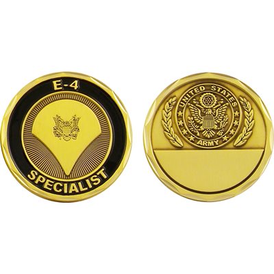 U.S. Army Specialist E-4 Challenge Coin – front and reverse