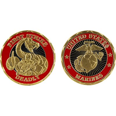 U.S. Marines First Strike Deadly Challenge Coin – front and reverse