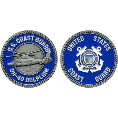 U.S. Coast Guard Dolphin Helicopter Challenge Coin – front and reverse