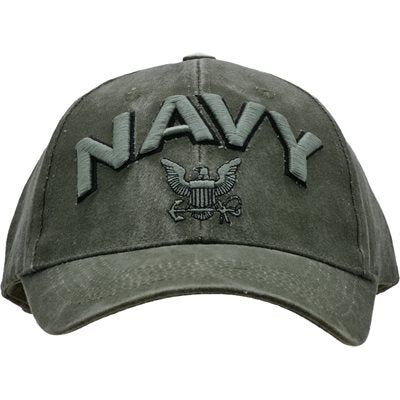 Navy 3D Text and Logo Olive Cap