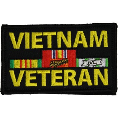 Eagle Crest Vietnam Veteran with Ribbons Hook & Loop Patch