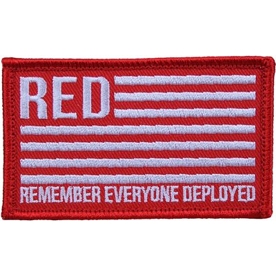 Eagle Crest RED Remember Everyone Deployed White Lettering Hook & Loop Patch