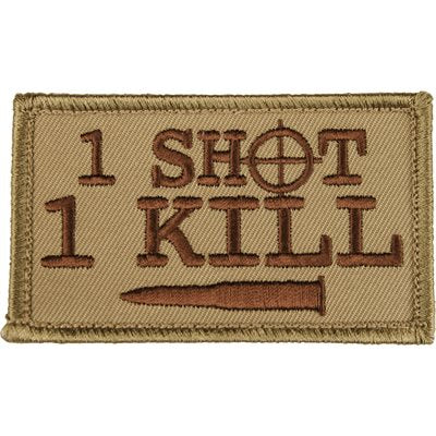 Eagle Crest 1 Shot 1 Kill Tan Hook & Loop Patch