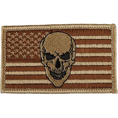 Eagle Crest American Flag with Skull Tan Hook & Loop Patch