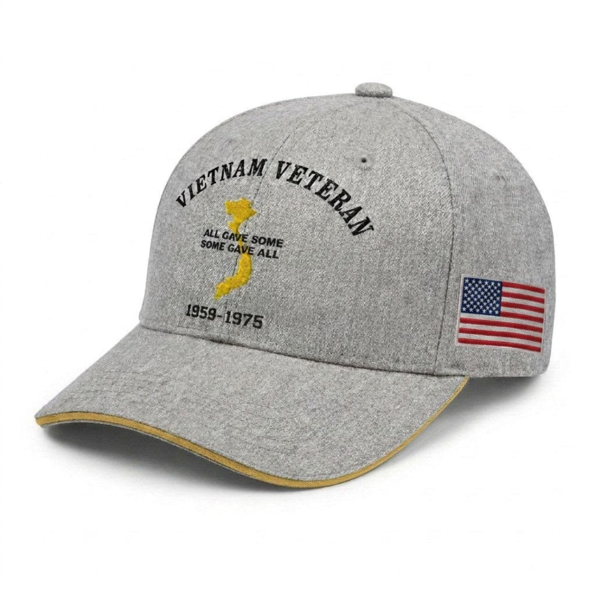 Vietnam Veteran All Gave Some, Some Gave All 1959-1975 Embroidered Cap - Heather Gray