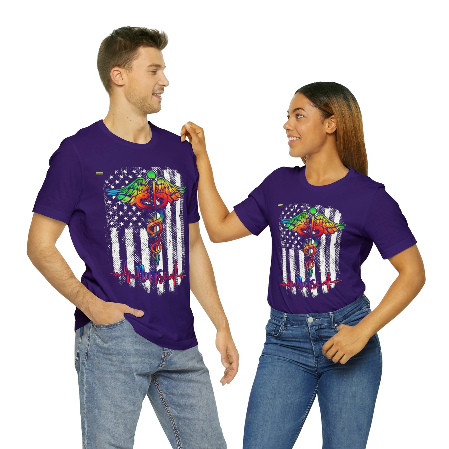 Nurse Calligraphy with Distressed Flag Design Nurse T-shirt