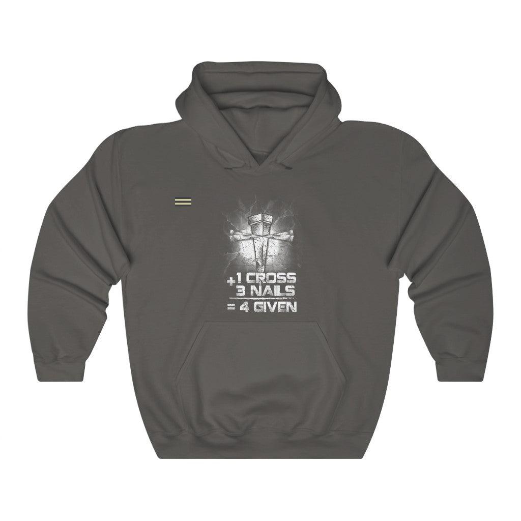 One Cross Plus Three Nails Equals Forgiven Unisex Hoodie - Military Republic