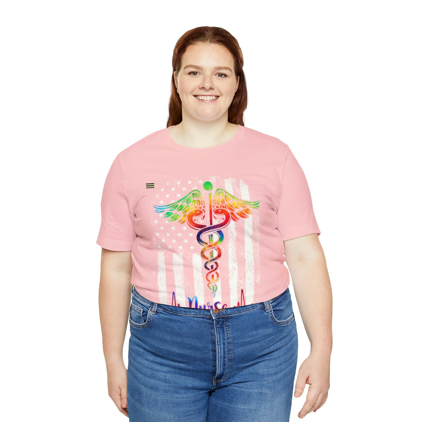 Nurse Calligraphy with Distressed Flag Design Nurse T-shirt
