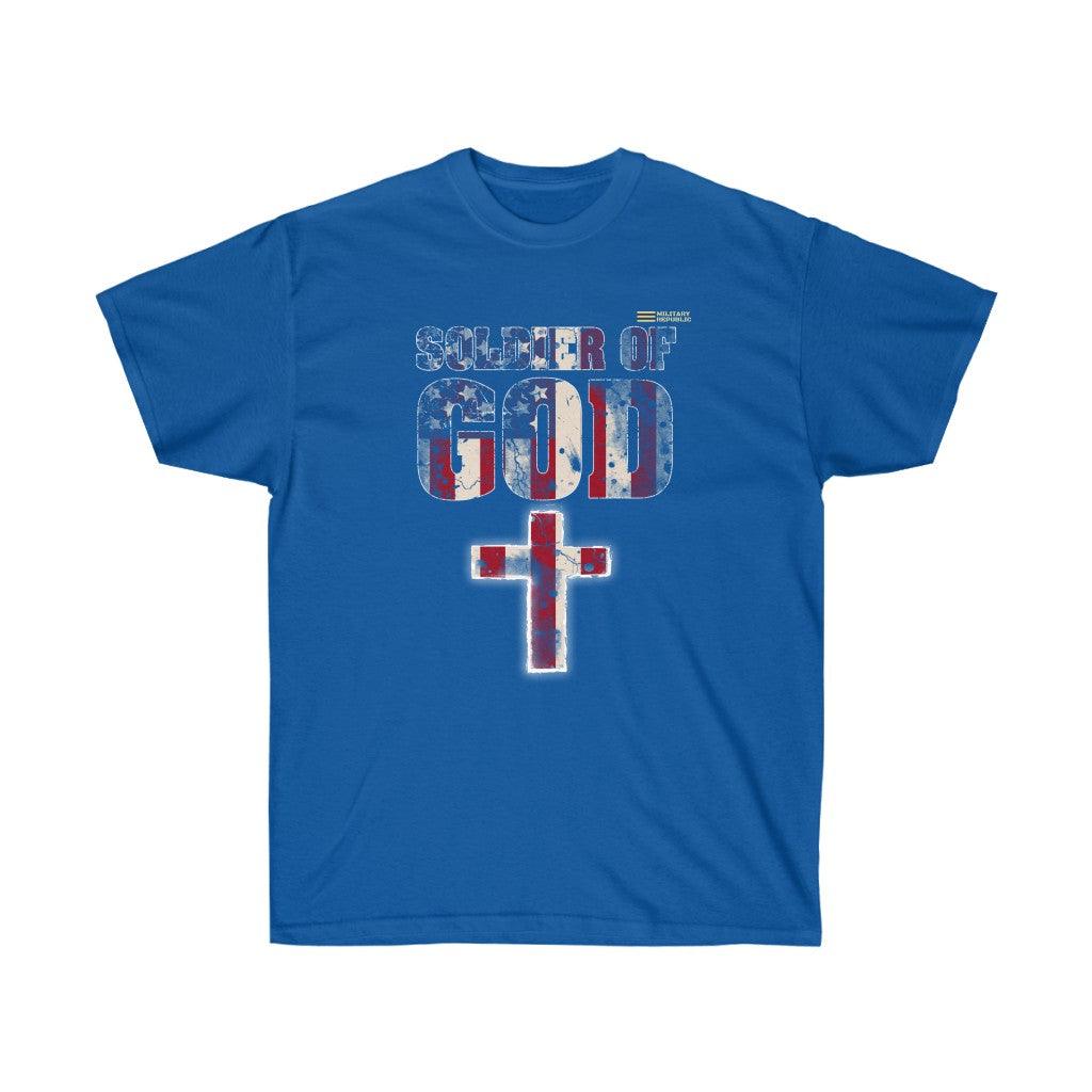 Soldier of God USA Flag & Cross T-shirt - Military Republic