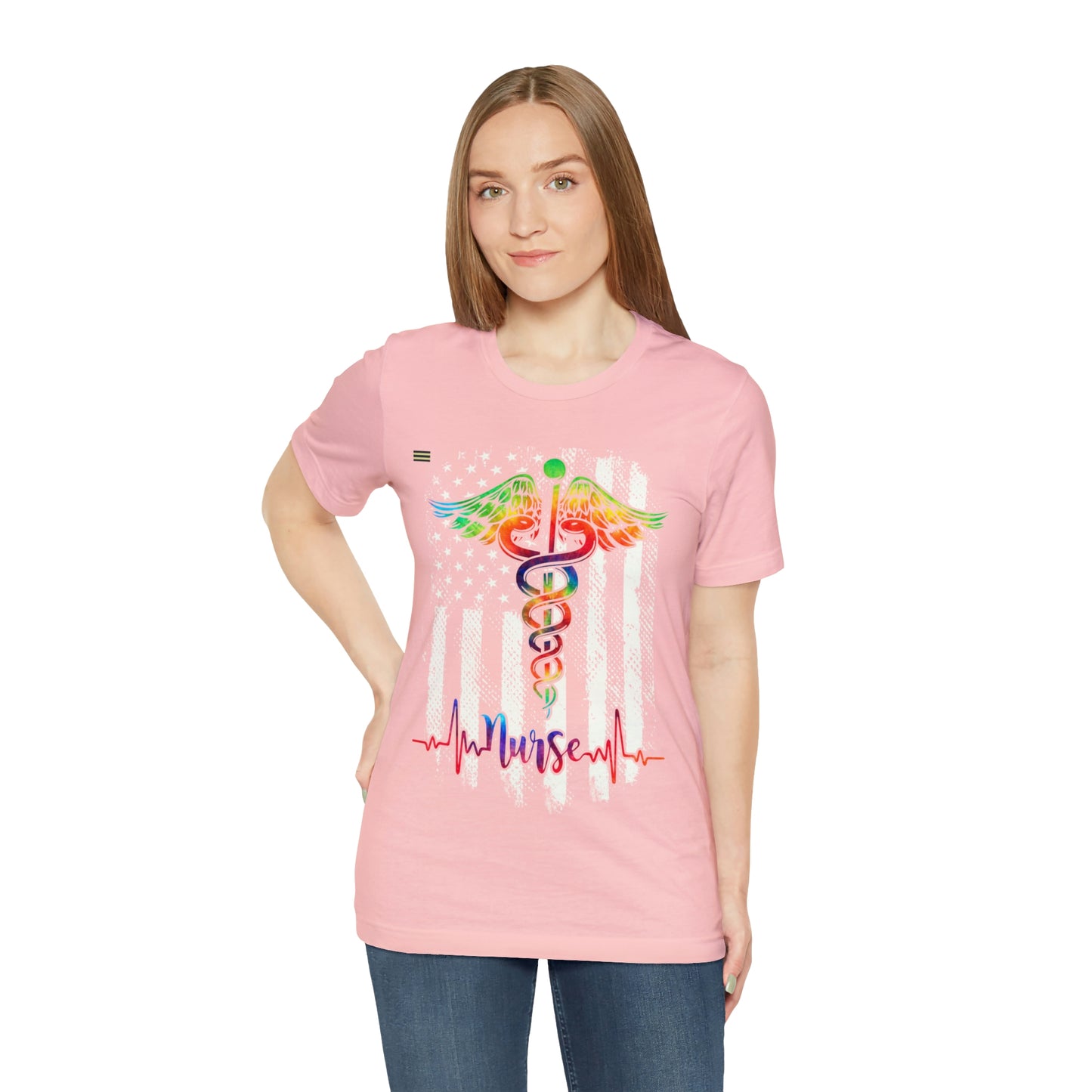Nurse Calligraphy with Distressed Flag Design Nurse T-shirt