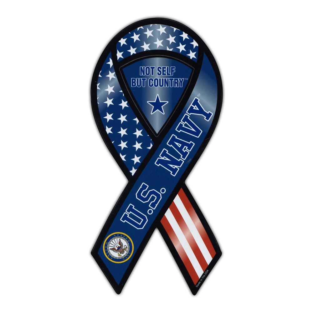 United States Navy Not Self But Country Magnet Ribbon 4" x 8" - Military Republic