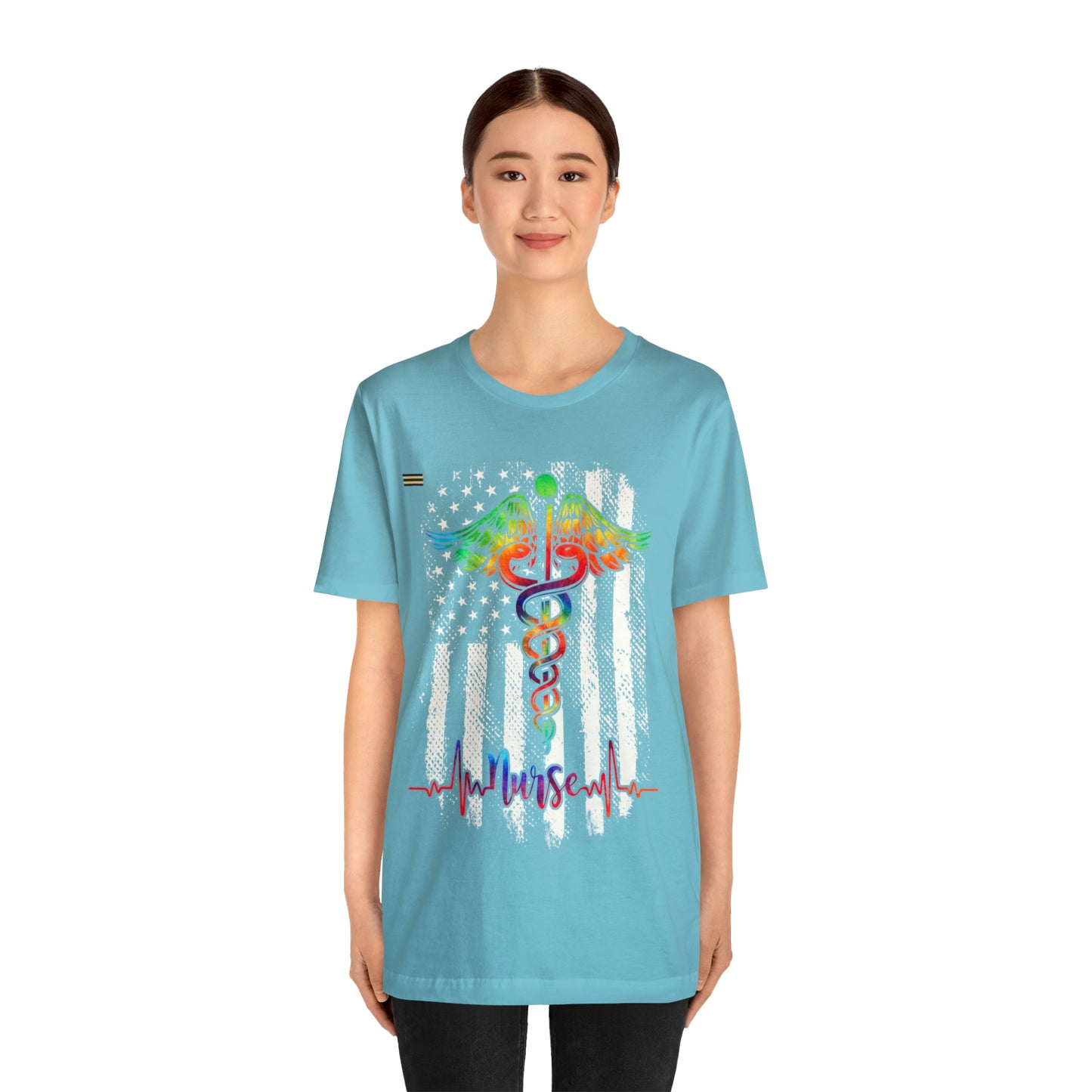 Nurse Calligraphy with Distressed Flag Design Nurse T-shirt