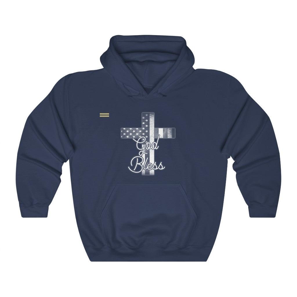 God Bless USA Flag and Cross Unisex Hoodie - Military Republic