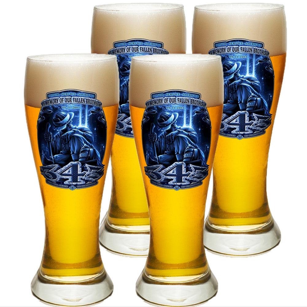 343 In Memory Of Our Fallen Brothers Pilsner Glass Set-Military Republic