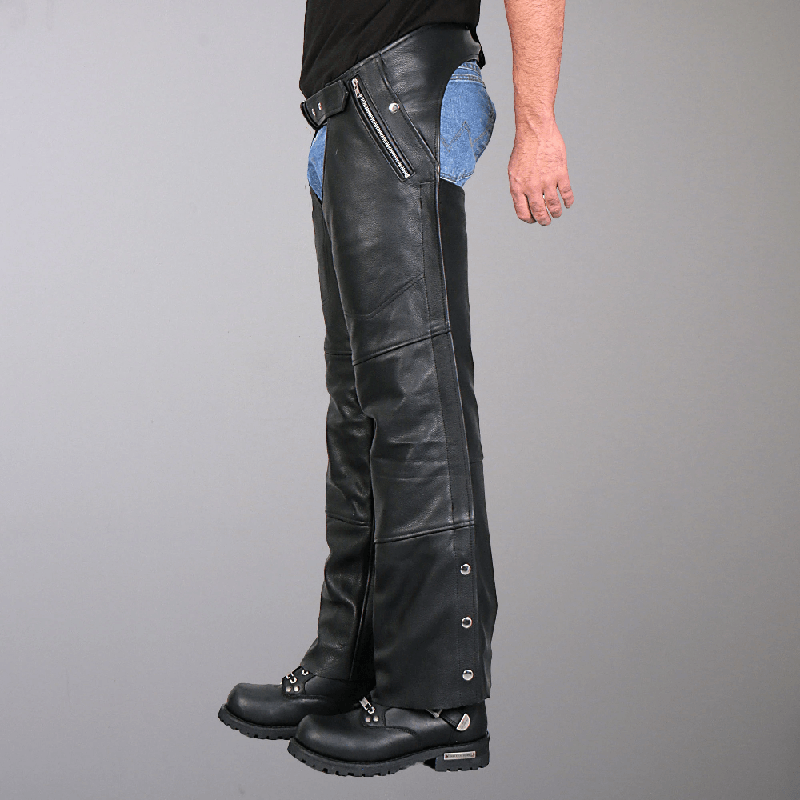 Heavyweight Premium Top Grain Cowhide 4 Pockets Lining Leather Chaps w/ Lining for Men - Military Republic