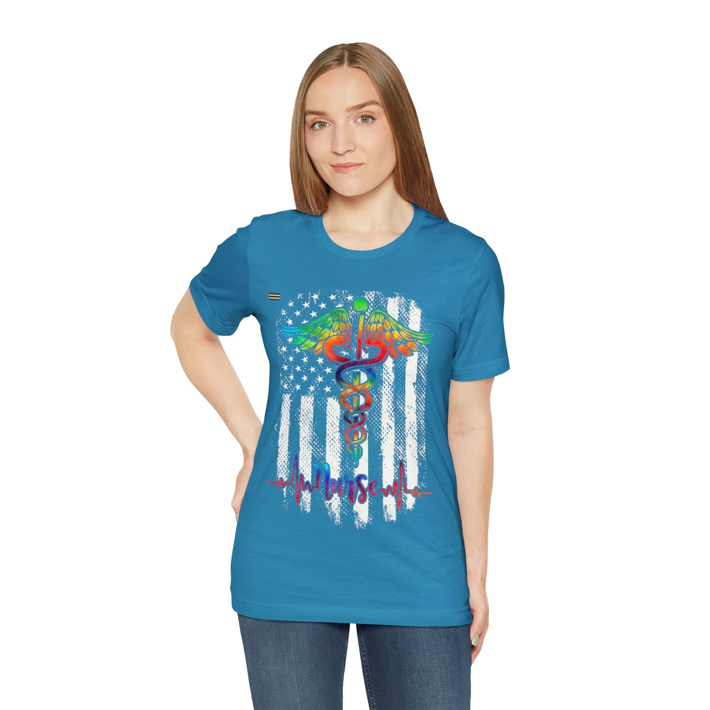 Nurse Calligraphy with Distressed Flag Design Nurse T-shirt
